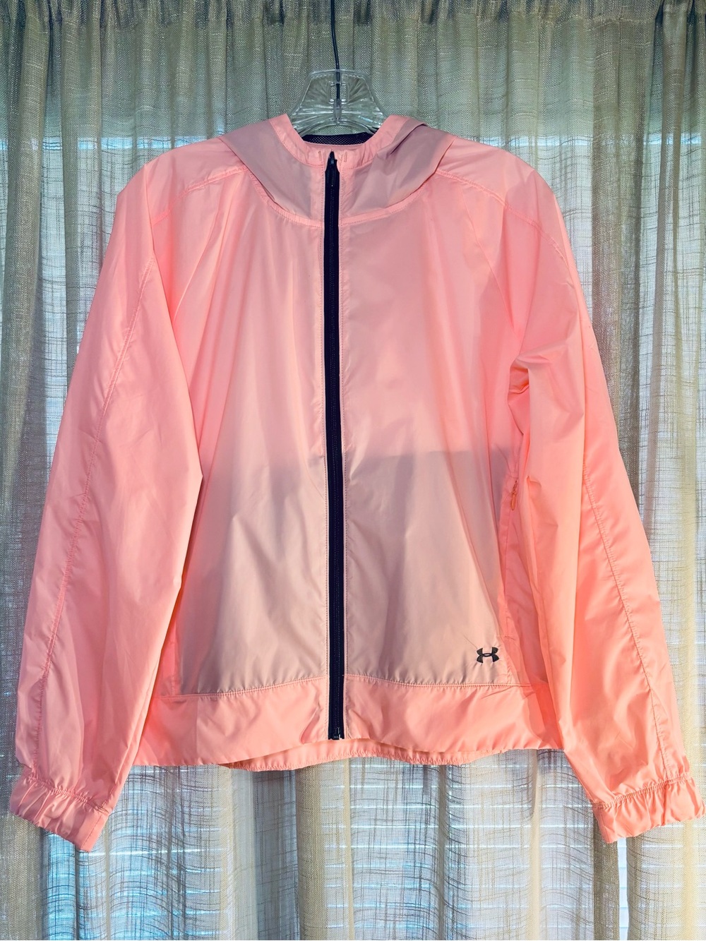 Under Armour Women’s Lightweight Hooded Zip Windbreaker - Pink/Coral - Size M